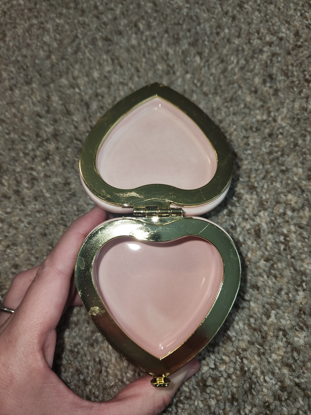 Pink Heart Trinket Box with Gold Trim - Women Other Key & Card Holder
